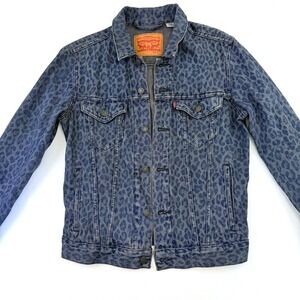 Levis Womens Cheetah Print Denim Trucker Jacket Size Small